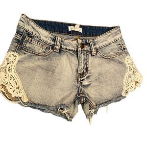 Others Follow Lace Jean Distressed Shorts Size 25